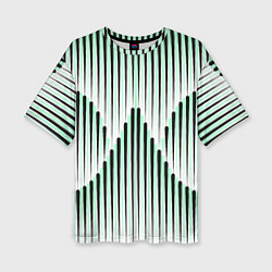 Женская футболка оверсайз Зеленый геометрический круглый узор