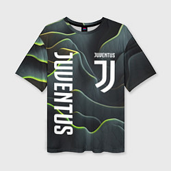 Женская футболка оверсайз Juventus dark green logo