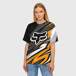 Футболка оверсайз женская Fox motocross racing - orange, цвет: 3D-принт — фото 2