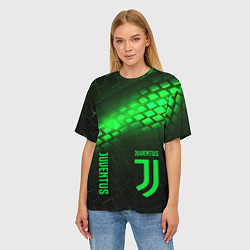Футболка оверсайз женская Juventus green logo neon, цвет: 3D-принт — фото 2