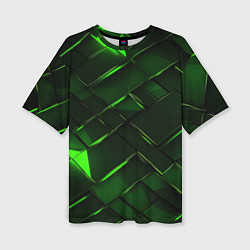 Женская футболка оверсайз Зеленые элементы абстракция