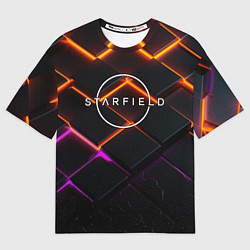 Футболка оверсайз женская Starfield logo orange abstract, цвет: 3D-принт