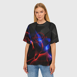 Футболка оверсайз женская Starfield red logo, цвет: 3D-принт — фото 2