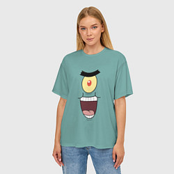 Футболка оверсайз женская Планктон злодей, цвет: 3D-принт — фото 2