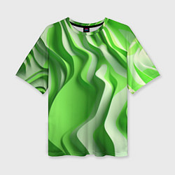 Женская футболка оверсайз Зеленые объемные полосы