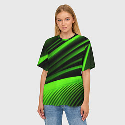 Футболка оверсайз женская Зеленый яркая текстура, цвет: 3D-принт — фото 2
