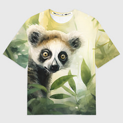 Футболка оверсайз женская Лемур акварель, цвет: 3D-принт