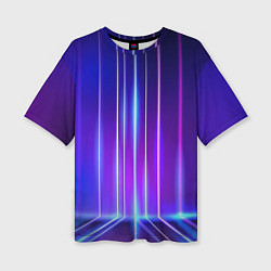 Женская футболка оверсайз Neon glow - vaporwave - strips