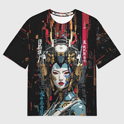 Женская футболка оверсайз Японская девушка-андроид