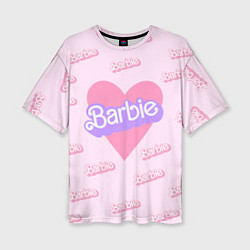 Футболка оверсайз женская Барби и розовое сердце: паттерн, цвет: 3D-принт