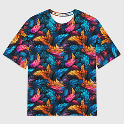 Футболка оверсайз женская Фантастические листья растений узор, цвет: 3D-принт