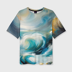Женская футболка оверсайз Штормовые волны океана