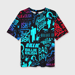 Женская футболка оверсайз Billie Eilish neon pattern