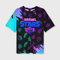 Футболка оверсайз женская Brawl stars neon logo, цвет: 3D-принт