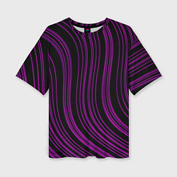 Женская футболка оверсайз Абстракция фиолетовые линии