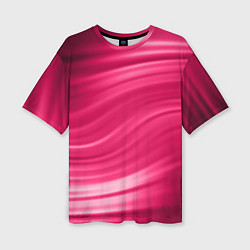 Женская футболка оверсайз Абстрактный волнистый узор в красно-розовых тонах