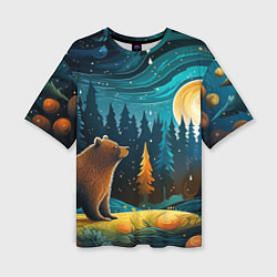 Женская футболка оверсайз Хозяин тайги: медведь в лесу