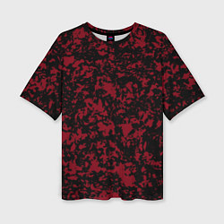 Женская футболка оверсайз Красно-чёрная пятнистая текстура