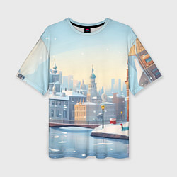 Футболка оверсайз женская Пейзаж новогодний, цвет: 3D-принт