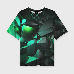 Женская футболка оверсайз Зеленые абстрактные объекты