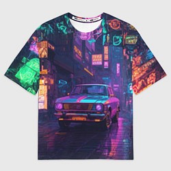 Футболка оверсайз женская Автомобиль в неоновых цветах, цвет: 3D-принт