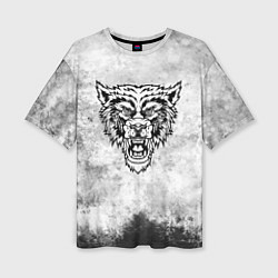 Женская футболка оверсайз Texture - разозленный волк
