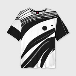 Женская футболка оверсайз Abstract black and white composition