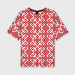 Женская футболка оверсайз Макошь - славянские обережные узоры