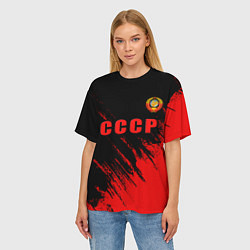 Футболка оверсайз женская СССР герб брызги красок, цвет: 3D-принт — фото 2