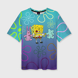 Женская футболка оверсайз Spongebob workout