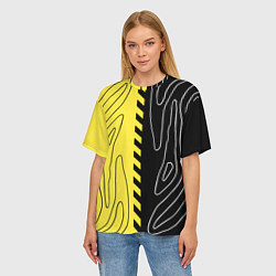 Футболка оверсайз женская Яркие линии в темноте, цвет: 3D-принт — фото 2