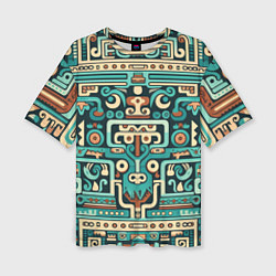 Женская футболка оверсайз Абстрактный паттерн в ацтекском стиле