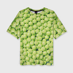 Женская футболка оверсайз Много теннисных мячей