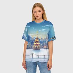 Футболка оверсайз женская Новогодняя погода, цвет: 3D-принт — фото 2