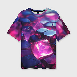 Женская футболка оверсайз Фиолетовые прозрачные кубики