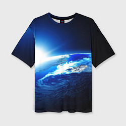 Женская футболка оверсайз Восход солнца в космосе