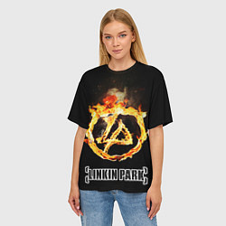 Футболка оверсайз женская Linkin Park - fire logo, цвет: 3D-принт — фото 2