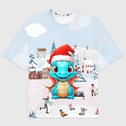 Женская футболка оверсайз Дракон рождественских чудес