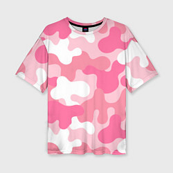 Женская футболка оверсайз Камуфляж розовый