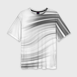 Женская футболка оверсайз Бело-серый абстрактный узор дымчатый