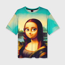 Женская футболка оверсайз Нейросеть - Мона Лиза в стиле Pixar