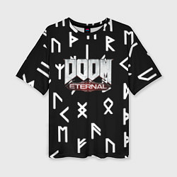Женская футболка оверсайз Doom Eternal mars symbol demon