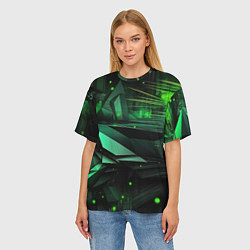 Футболка оверсайз женская Мир абстрактной зелени, цвет: 3D-принт — фото 2