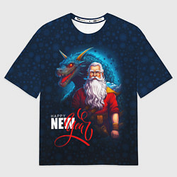 Футболка оверсайз женская Санта Клаус и дракон, цвет: 3D-принт