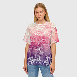 Футболка оверсайз женская Абстракция - паутинка на сине-красном фоне, цвет: 3D-принт — фото 2