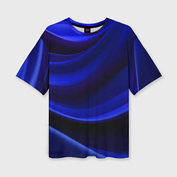 Женская футболка оверсайз Темная синяя абстракция