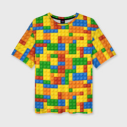 Женская футболка оверсайз Лего - разноцветная стена