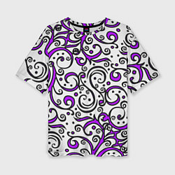 Женская футболка оверсайз Фиолетовые кружевные узоры