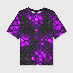 Женская футболка оверсайз Фиолетовый трескающийся камень