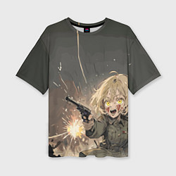 Женская футболка оверсайз Девушка с пистолетом